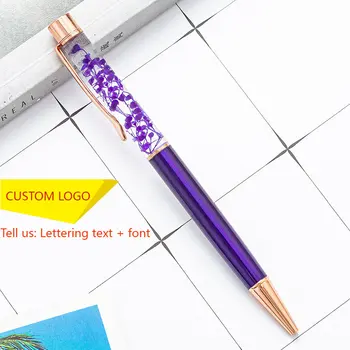 Химикалка писалка с гравирани с логото, метални химикалки, писалки за канцеларски материали, Dynamic liquid цвете дръжка