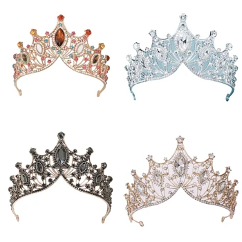 Цветни crown MXME за жени, диадеми принцеси с разноцветни скъпоценни камъни за рожден ден