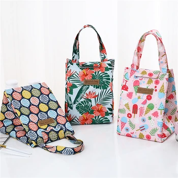 Чанта за обяд с модерен цветен принтом, многоцветни чанти-хладилници, дамски ръчно опаковане за вода, термос за закуска, преносим кутия за пикник