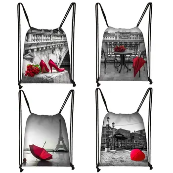 Чанти дантела прозорци серия Rose с бродерия на червени и черни цветове, дамски пътна чанта през рамо, чанта за съхранение с голям капацитет, Преносими раници