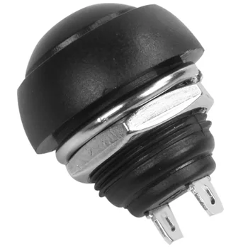 Черно 5X бр 12 мм Водоустойчив кръг премина SPST с бутон за незабавен включване/изключване